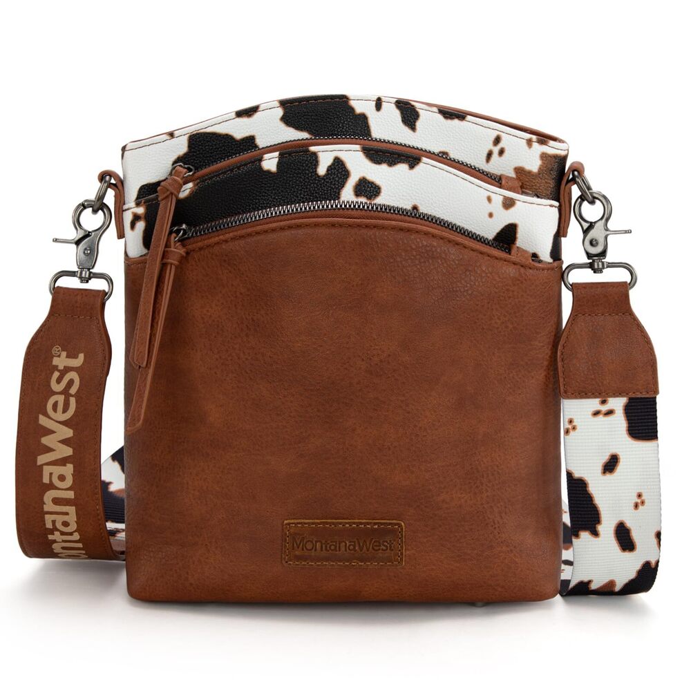 3895 Cow Print Western Crossbody Purses Large Vegan Leather Handbag